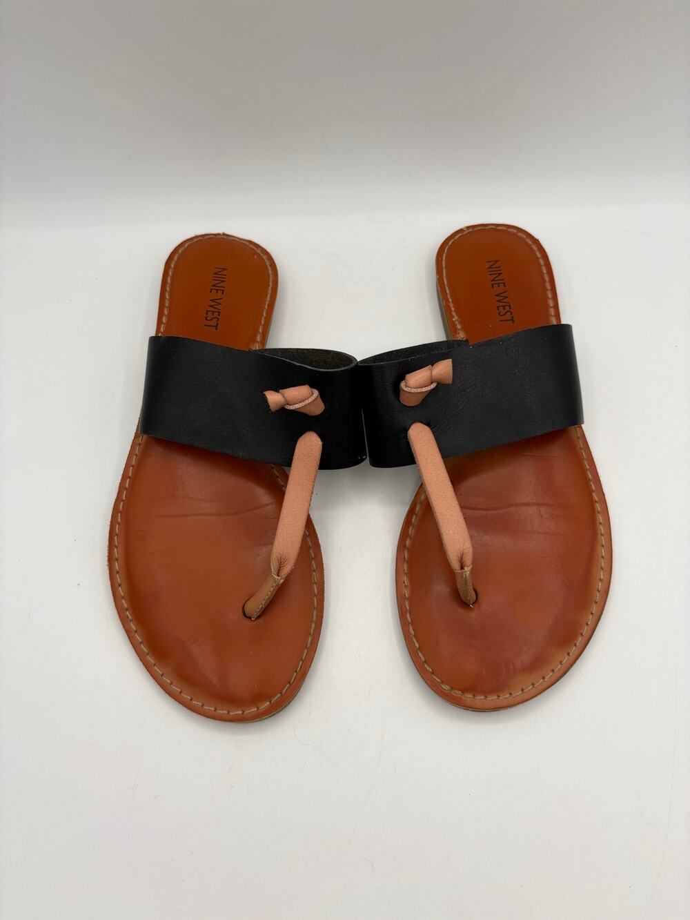 Nine West Faux Leather Brown & Black Sandals Size 7.5